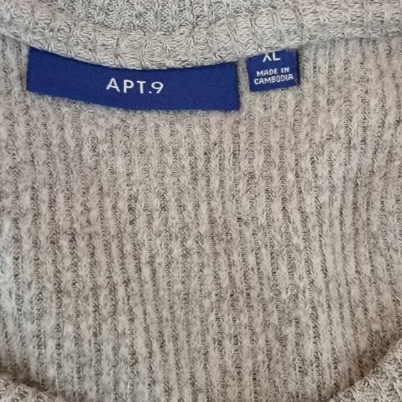 Apt. 9 Gray Pullover Casual Long Sleeve Sweater Tie Knot in Front in Size XL - Picture 4 of 4